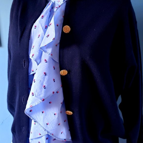 Navy Blue Burberry Sweater/Size 44 - Picture 10 of 16